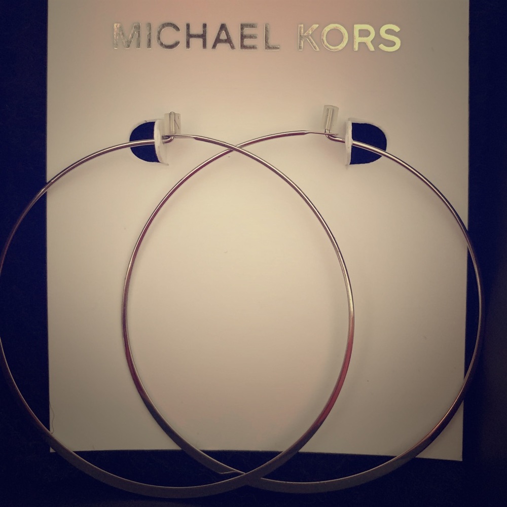 Michael Kors large silver hoop earrings